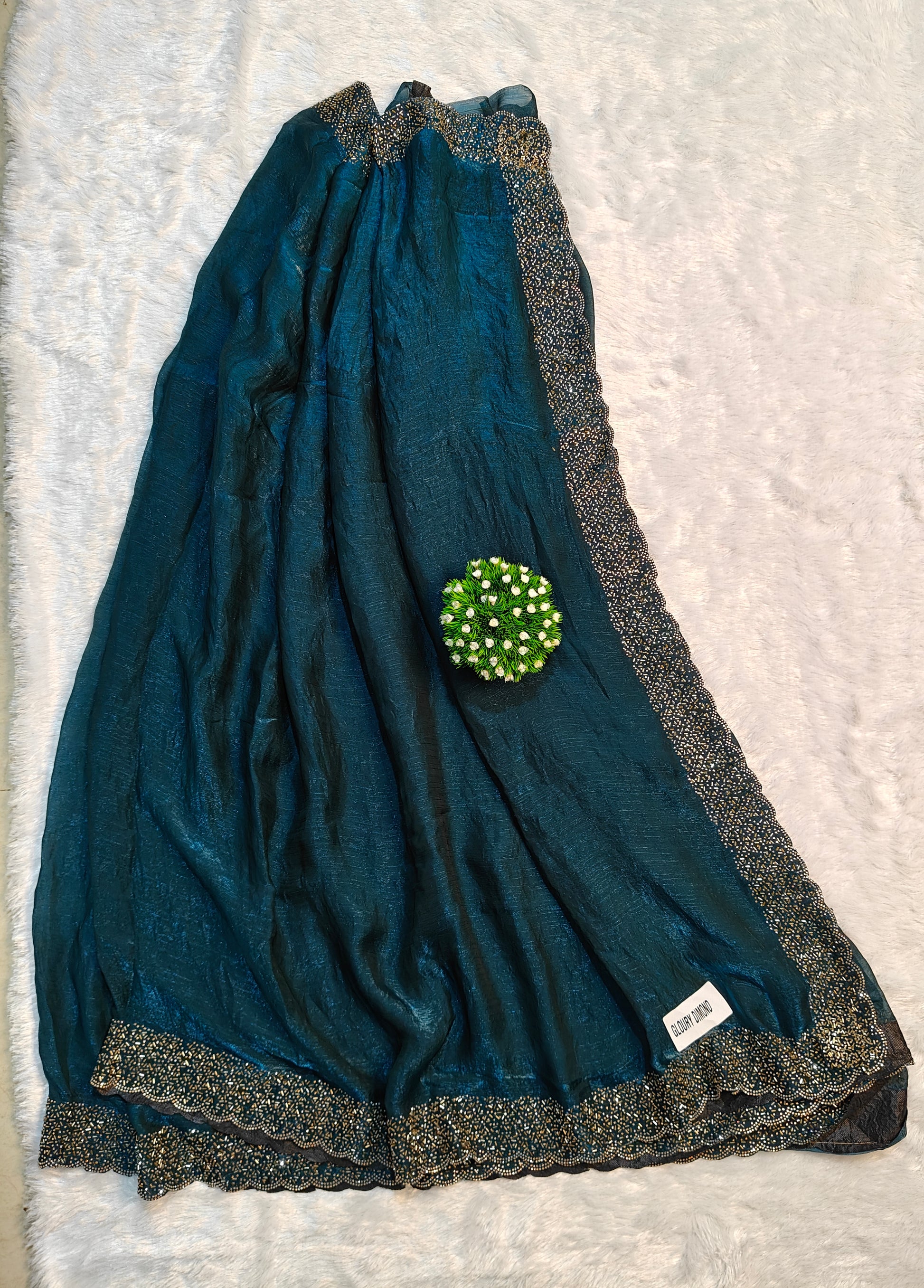 Tussar Silk  - Petrol Blue colour